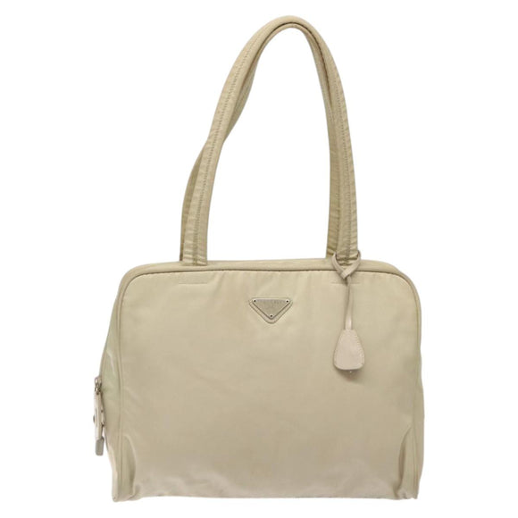 PRADA Shoulder Bag Nylon Beige Auth bs25438