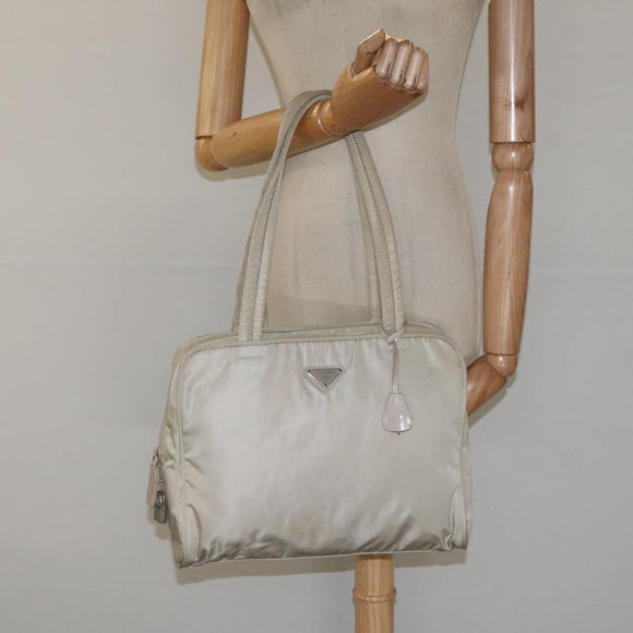 PRADA Shoulder Bag Nylon Beige Auth bs25438