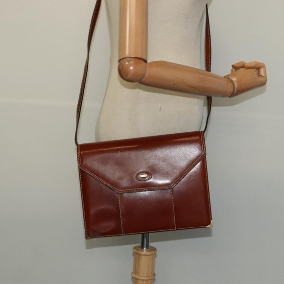 BALLY Shoulder Bag Leather Brown Auth bs25440
