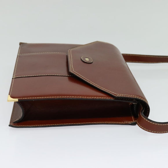 BALLY Shoulder Bag Leather Brown Auth bs25440