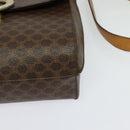 CELINE Macadam Canvas Circle Shoulder Bag PVC Leather Brown Gold Auth bs25458-15