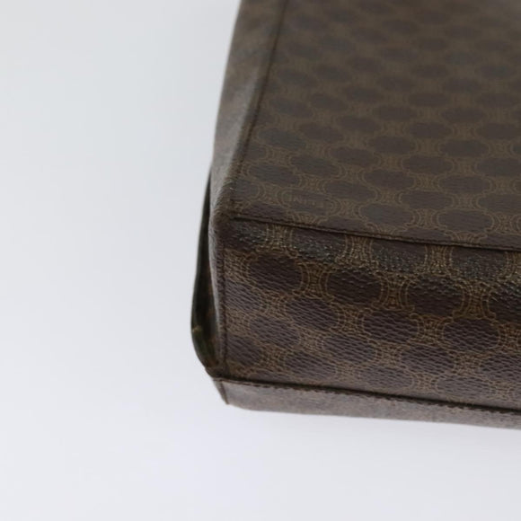 CELINE Macadam Canvas Circle Shoulder Bag PVC Leather Brown Gold Auth bs25458