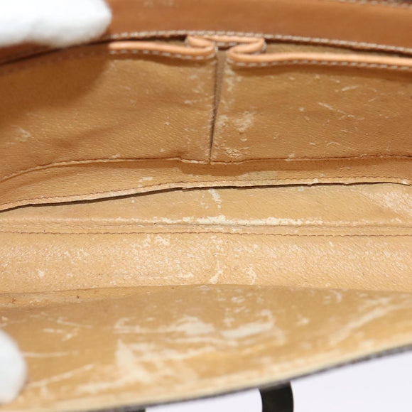 CELINE Macadam Canvas Circle Shoulder Bag PVC Leather Brown Gold Auth bs25458