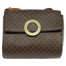 CELINE Macadam Canvas Circle Shoulder Bag PVC Leather Brown Gold Auth bs25458-13