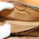 CELINE Macadam Canvas Circle Shoulder Bag PVC Leather Brown Gold Auth bs25458-21