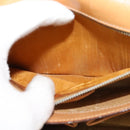 CELINE Macadam Canvas Circle Shoulder Bag PVC Leather Brown Gold Auth bs25458-22