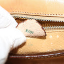 CELINE Macadam Canvas Circle Shoulder Bag PVC Leather Brown Gold Auth bs25458-12