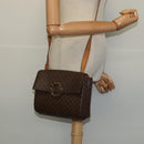 CELINE Macadam Canvas Circle Shoulder Bag PVC Leather Brown Gold Auth bs25458-23