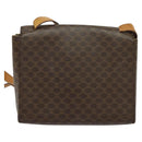 CELINE Macadam Canvas Circle Shoulder Bag PVC Leather Brown Gold Auth bs25458-2