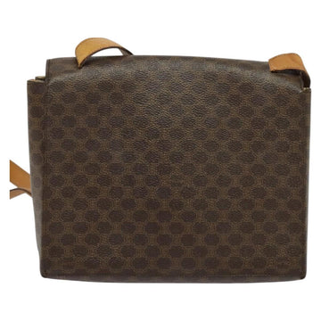 CELINE Macadam Canvas Circle Shoulder Bag PVC Leather Brown Gold Auth bs25458 - 0