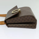 CELINE Macadam Canvas Circle Shoulder Bag PVC Leather Brown Gold Auth bs25458-3
