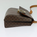 CELINE Macadam Canvas Circle Shoulder Bag PVC Leather Brown Gold Auth bs25458-4