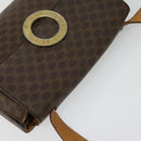 CELINE Macadam Canvas Circle Shoulder Bag PVC Leather Brown Gold Auth bs25458-6