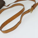 CELINE Macadam Canvas Circle Shoulder Bag PVC Leather Brown Gold Auth bs25458-7