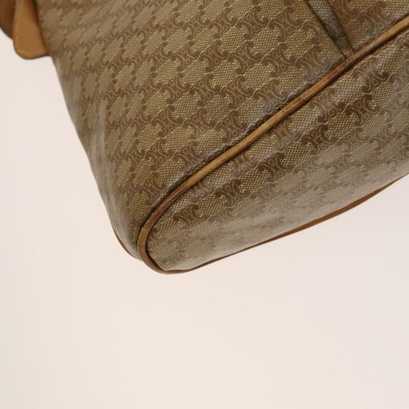 CELINE Macadam Canvas Shoulder Bag Beige Gold Auth bs25460
