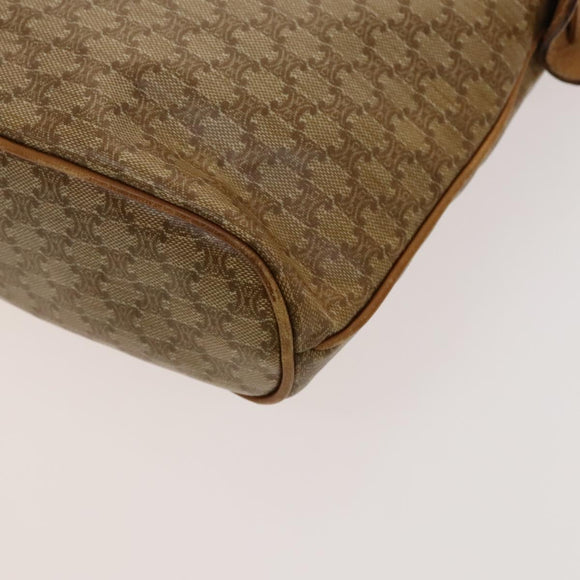 CELINE Macadam Canvas Shoulder Bag Beige Gold Auth bs25460