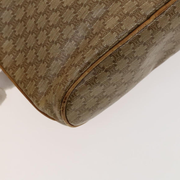 CELINE Macadam Canvas Shoulder Bag Beige Gold Auth bs25460
