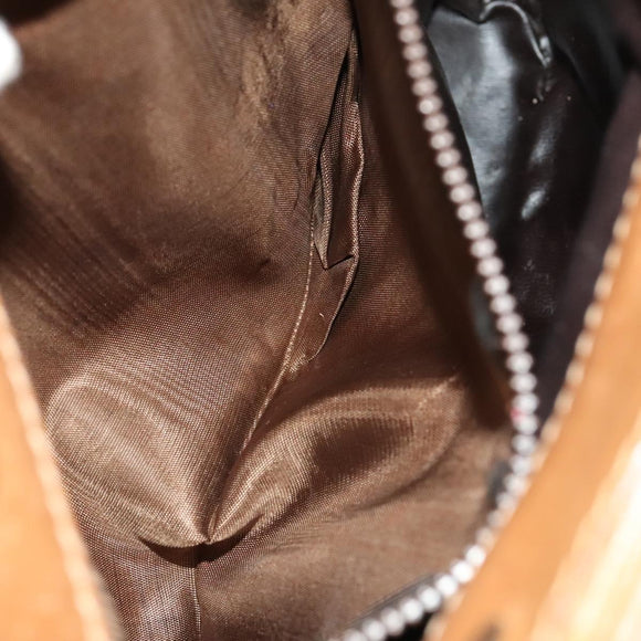 CELINE Macadam Canvas Shoulder Bag Beige Gold Auth bs25460