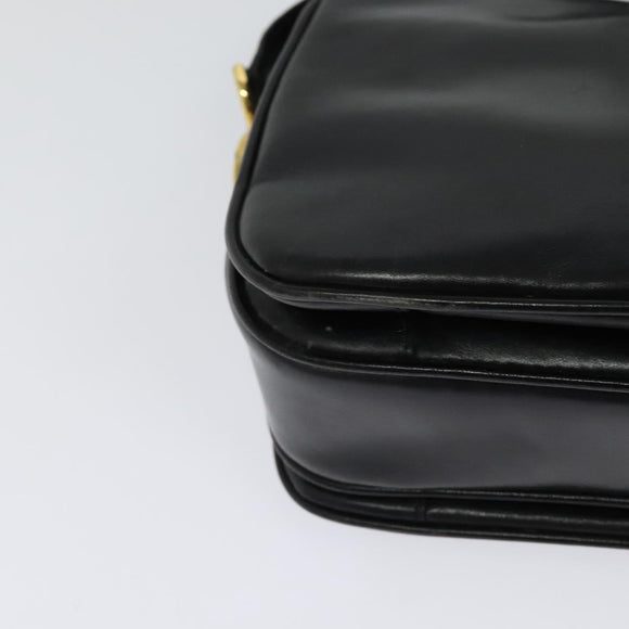 CELINE Shoulder Bag Leather Black Gold Auth bs25461