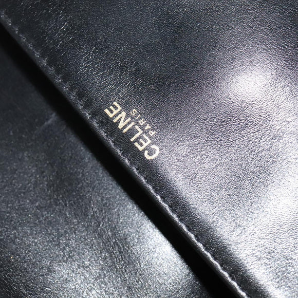 CELINE Shoulder Bag Leather Black Gold Auth bs25461