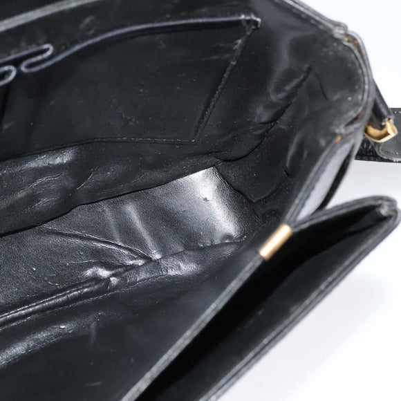 CELINE Shoulder Bag Leather Black Gold Auth bs25461