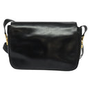 CELINE Shoulder Bag Leather Black Gold Auth bs25461-3