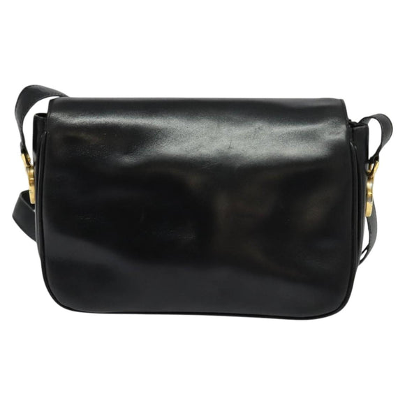 CELINE Shoulder Bag Leather Black Gold Auth bs25461