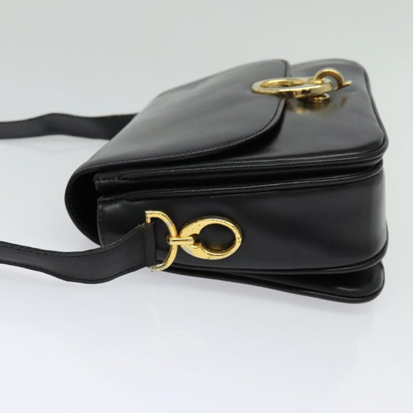CELINE Shoulder Bag Leather Black Gold Auth bs25461