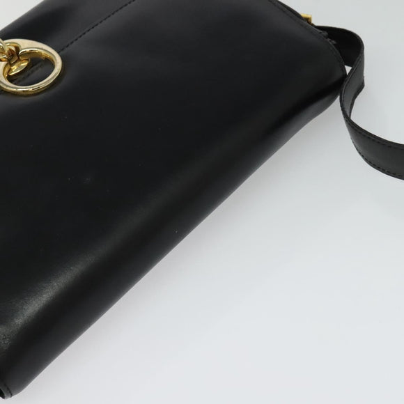 CELINE Shoulder Bag Leather Black Gold Auth bs25461