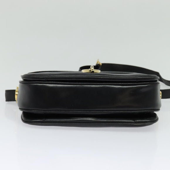 CELINE Shoulder Bag Leather Black Gold Auth bs25461