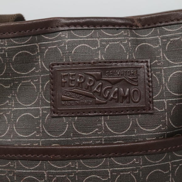 Salvatore Ferragamo Shoulder Bag PVC Leather Brown Auth bs25462