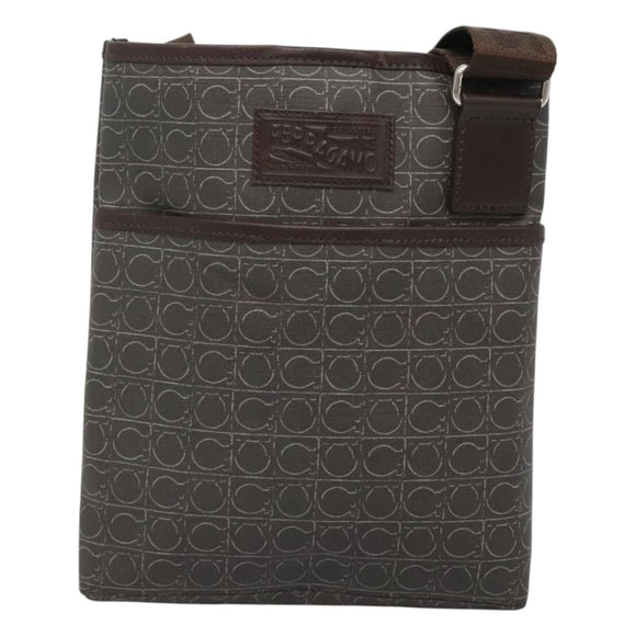 Salvatore Ferragamo Shoulder Bag PVC Leather Brown Auth bs25462