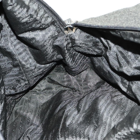PRADA Boston Bag Wool 2way Gray Auth bs25464
