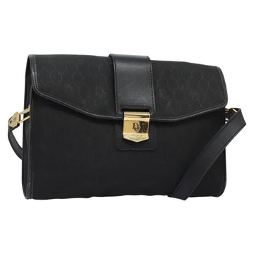 Christian Dior Honeycomb Canvas Shoulder Bag Black Gold Auth bs25477