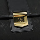 Christian Dior Honeycomb Canvas Shoulder Bag Black Gold Auth bs25477-11