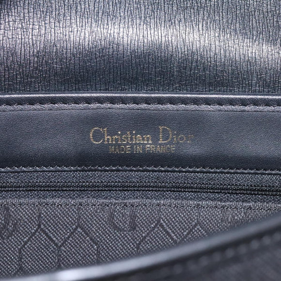Christian Dior Honeycomb Canvas Shoulder Bag Black Gold Auth bs25477