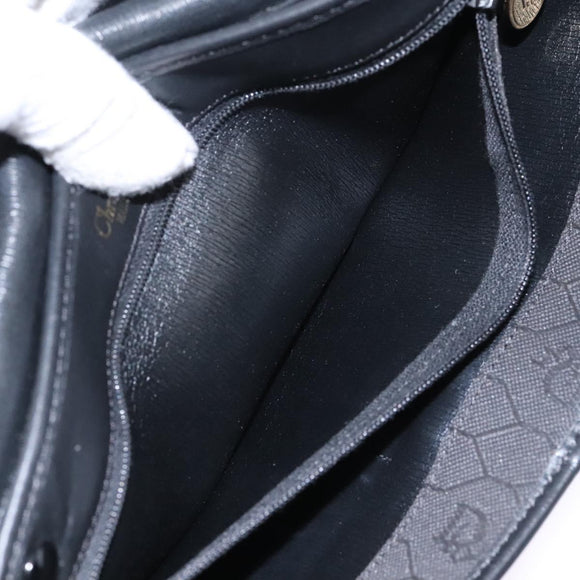 Christian Dior Honeycomb Canvas Shoulder Bag Black Gold Auth bs25477