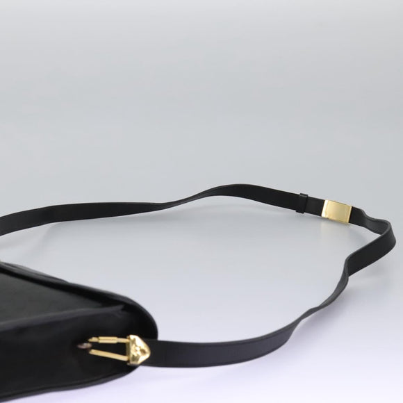 Christian Dior Honeycomb Canvas Shoulder Bag Black Gold Auth bs25477