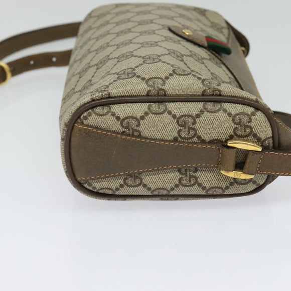 GUCCI GG Supreme Web Sherry Line Bag PVC Beige Gold 89 02 018 Auth bs25483