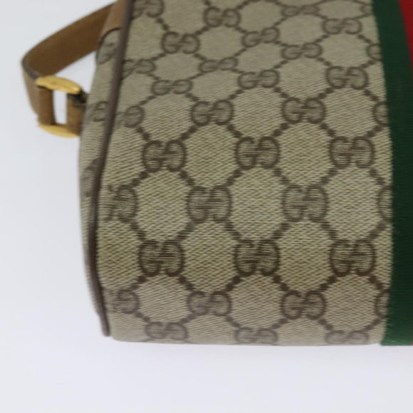 GUCCI GG Supreme Web Sherry Line Bag PVC Beige Gold 68 02 004 Auth bs25484