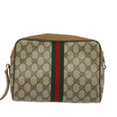 GUCCI GG Supreme Web Sherry Line Bag PVC Beige Gold 68 02 004 Auth bs25484-2