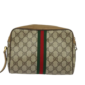 GUCCI GG Supreme Web Sherry Line Bag PVC Beige Gold 68 02 004 Auth bs25484 - 0