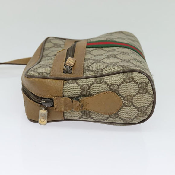 GUCCI GG Supreme Web Sherry Line Bag PVC Beige Gold 68 02 004 Auth bs25484