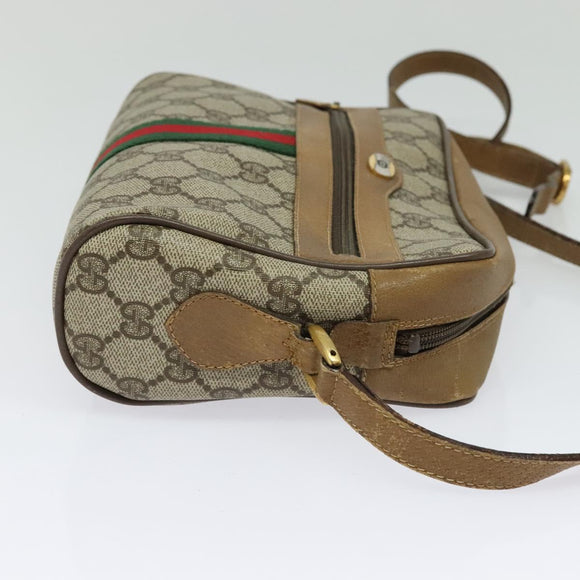 GUCCI GG Supreme Web Sherry Line Bag PVC Beige Gold 68 02 004 Auth bs25484