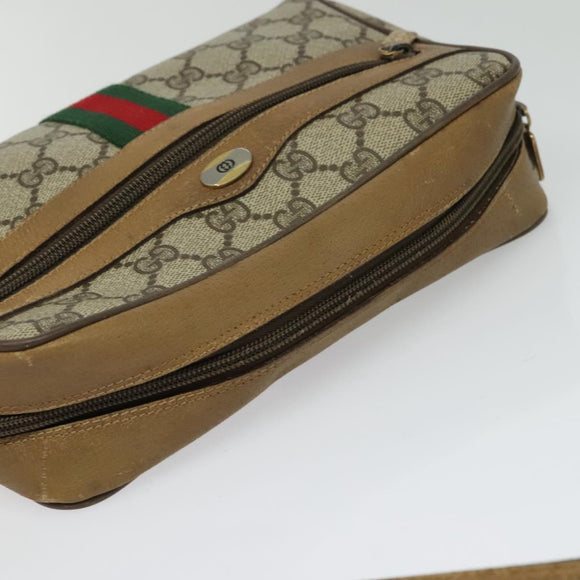 GUCCI GG Supreme Web Sherry Line Bag PVC Beige Gold 68 02 004 Auth bs25484