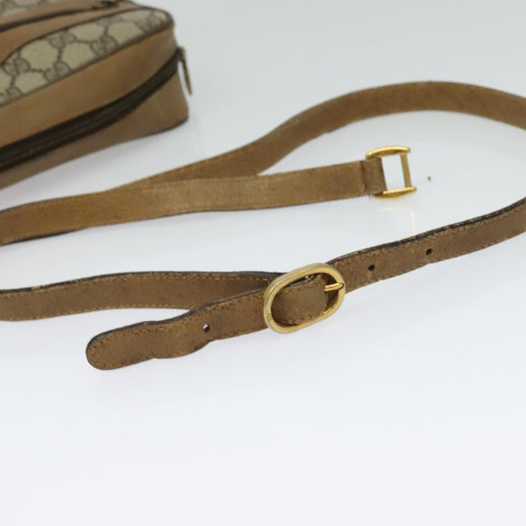 GUCCI GG Supreme Web Sherry Line Bag PVC Beige Gold 68 02 004 Auth bs25484