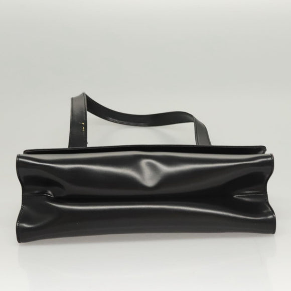 GUCCI Shoulder Bag Leather Black Silver Auth bs25488