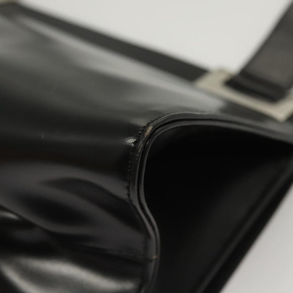 GUCCI Shoulder Bag Leather Black Silver Auth bs25488