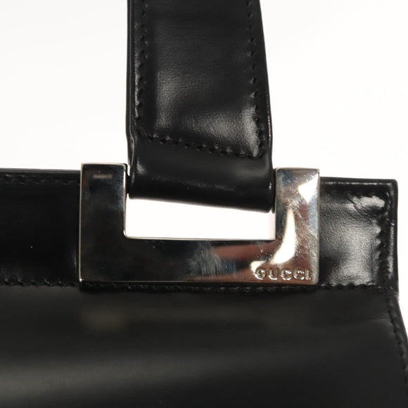 GUCCI Shoulder Bag Leather Black Silver Auth bs25488