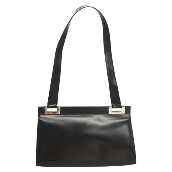 GUCCI Shoulder Bag Leather Black Silver Auth bs25488